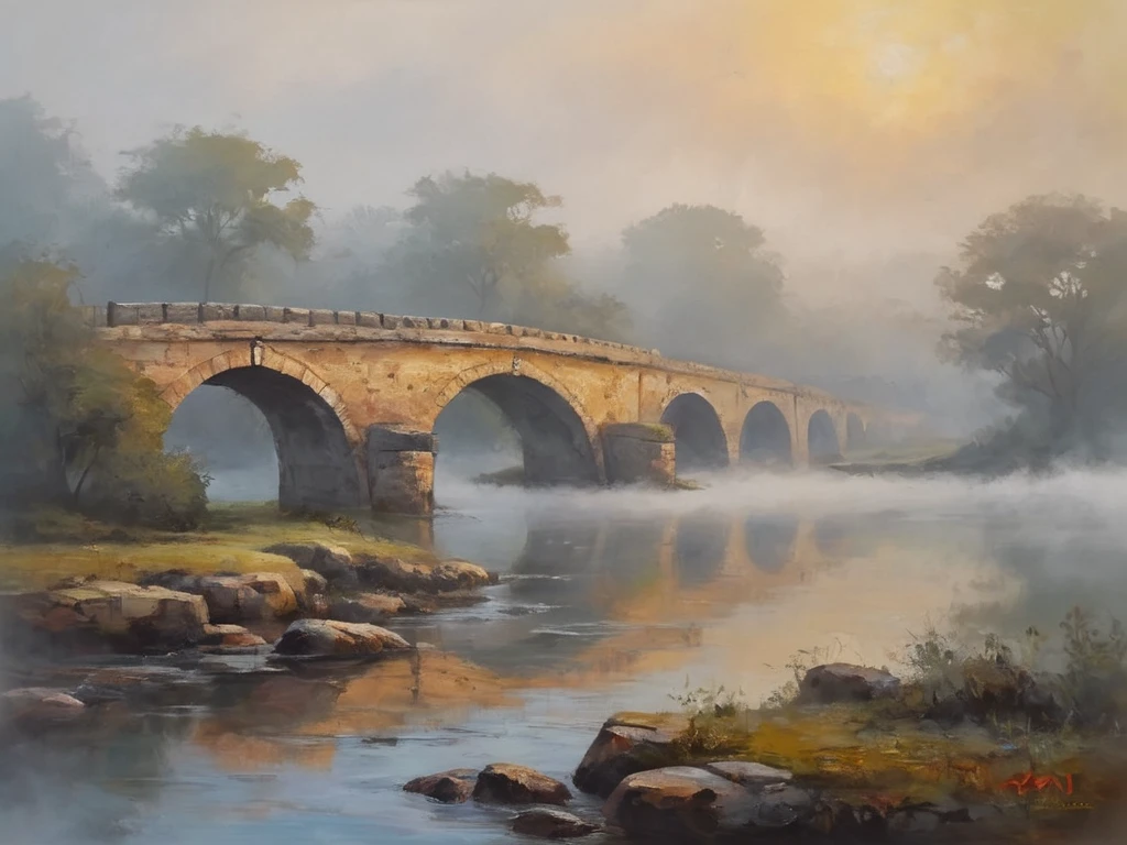 Ancient Bridge in the Fog