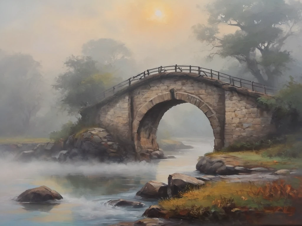 Ancient Bridge in the Fog