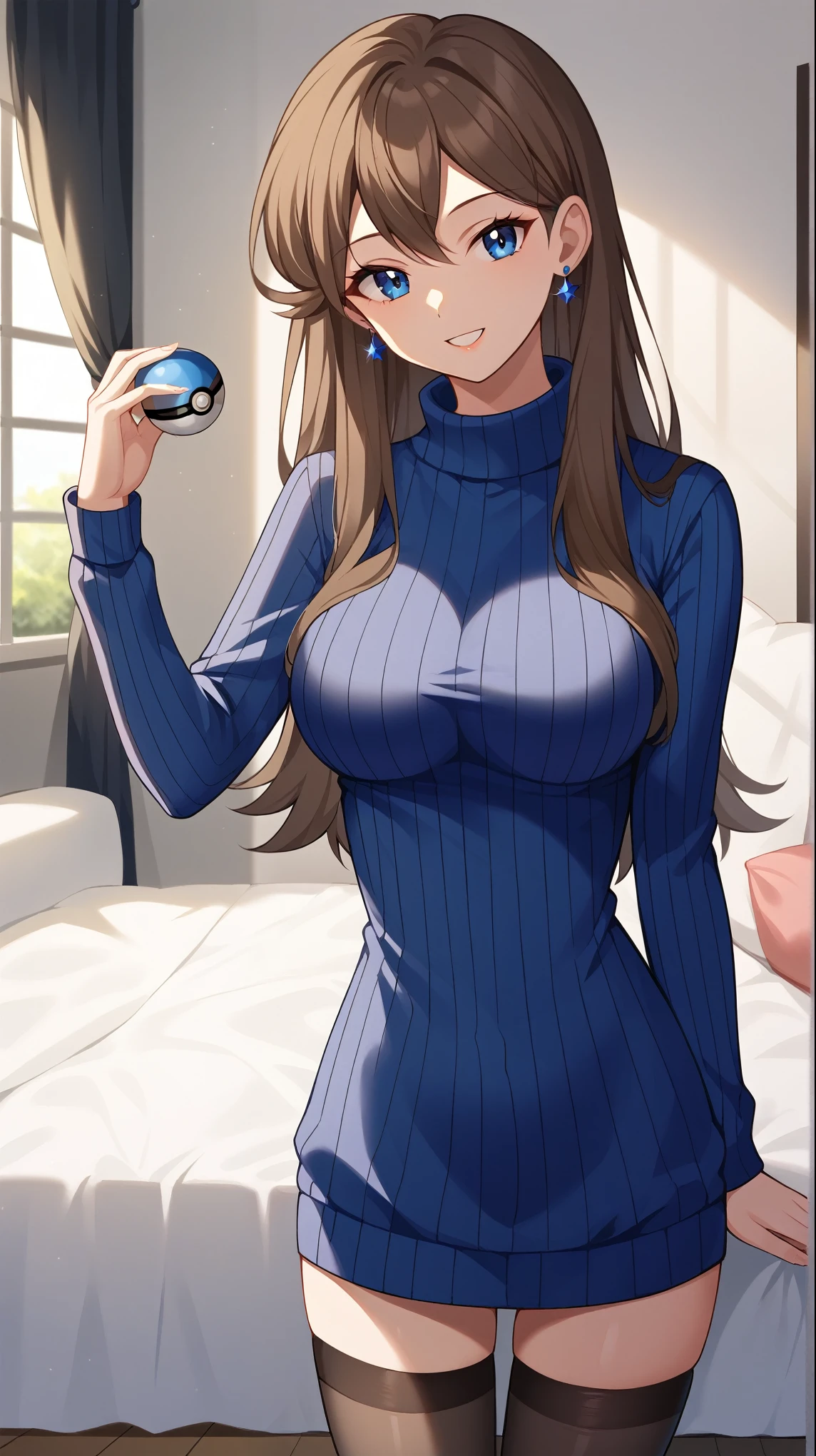 Anime girl in blue dress holding a remote control in her hand - SeaArt AI