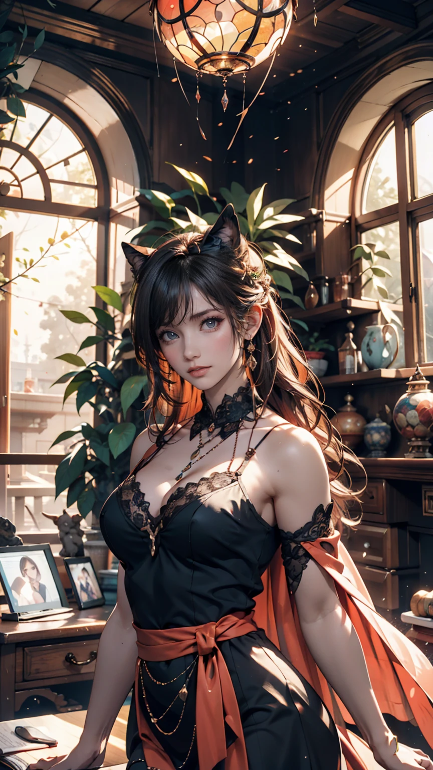Photo, Piece of art, masutepiece, Super Detail, High quality, awardwinning, 8K, Photorealistic, Woman, Solo, boxes, Medium size, dark turbid color, In the storage room, Long shadows due to lighting, Mysterious, Pandora's Box, Fantastic background, Detailed fingers