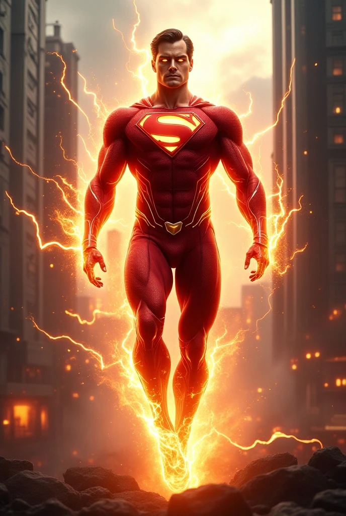 Create a hero, that it be based on Superman and the Flash, put on the Flash's uniform