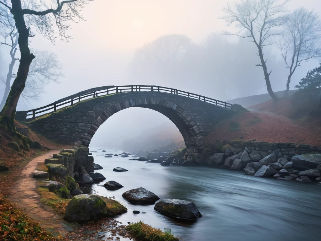 Ancient Bridge in the Fog