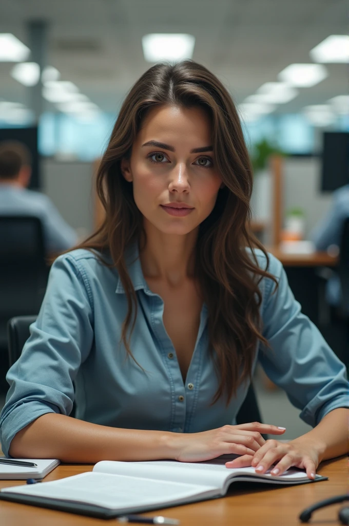 In the office, a woman is facing her colleague with a jealous and dissatisfied expression on her face. The background is a busy office environment, close-up, cinematic still, emotional, harmonious, vignette, 4k epic detailed, shot on kodak, 35mm photo, sharp focus, high budget, cinemascope, moody, epic, gorgeous, film grain, grainy, bright colors, highly detailed, sharp focus, intricate, cinematic light, elegant, confident, rich, animated, background composed, vivid, very coherent, shiny, excellent composition, dynamic, ambient dramatic color, beautiful, epic, stunning, (masterpiece, best quality, Professional, perfect composition, very aesthetic, absurdres, ultra-detailed, intricate details:1.3)