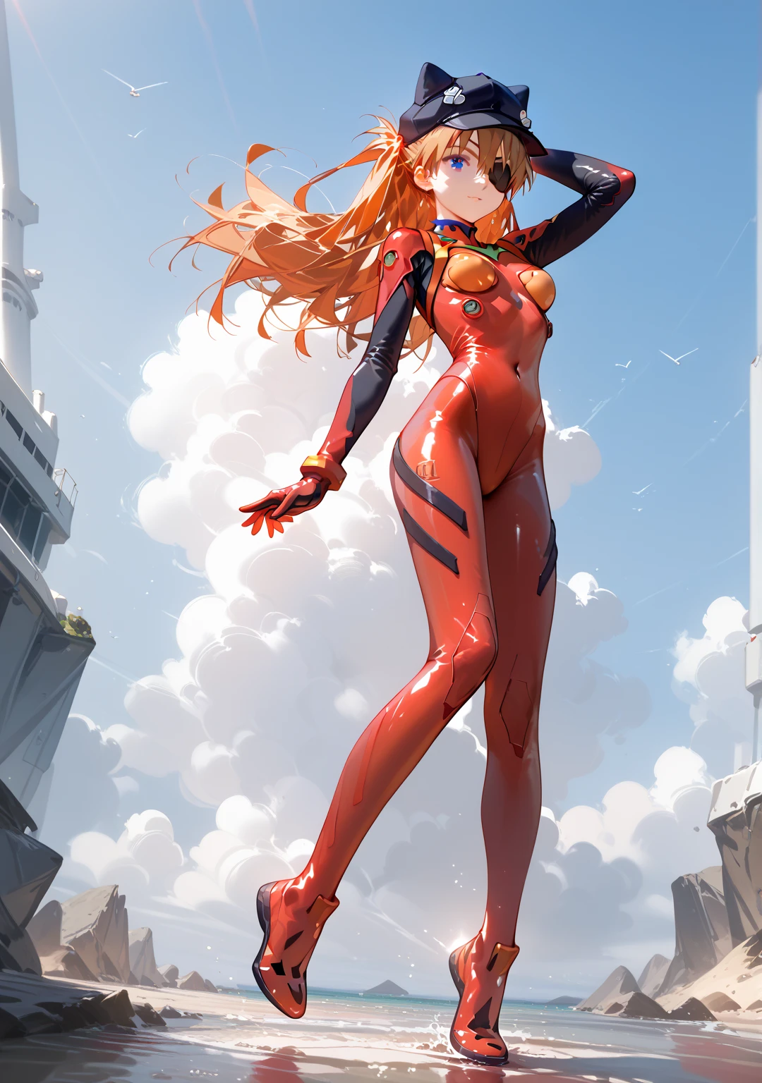 (masterpiece), best quality, expressive eyes, perfect face, Asuka Langley from Evangelion. fantasy, Similar character from anime. offering her , small breaserfect camel toe, ussy, focos on pusscro panties, exhonism, mastur dynamic pose, asklng1,1ir,blue eyes,orange hair,whiteplugsuitstyle, asklng1,1girl,long hair,blue eyes,orange hair,test plugsuite, asklng1,1girl,long hair,blue eyes,orange hair,red plugsuit, asklng1,1girl,long hair,blue eyes, orange hair, workshop Eva scenery