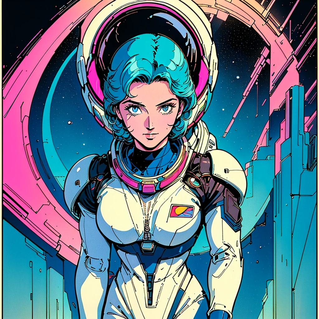 ((( Best Quality Masterpiece ))),(Lonely Goddess),(spacesuit that emphasizes cleavage ),((( 70s and 80s space thriller movie posters))),( American Comics ),((( retro vintage style ))),Overwhelmingly complex depiction,Absolute machine group background, futuristic cyberpunk ,Extremely accurate and delicate depiction,