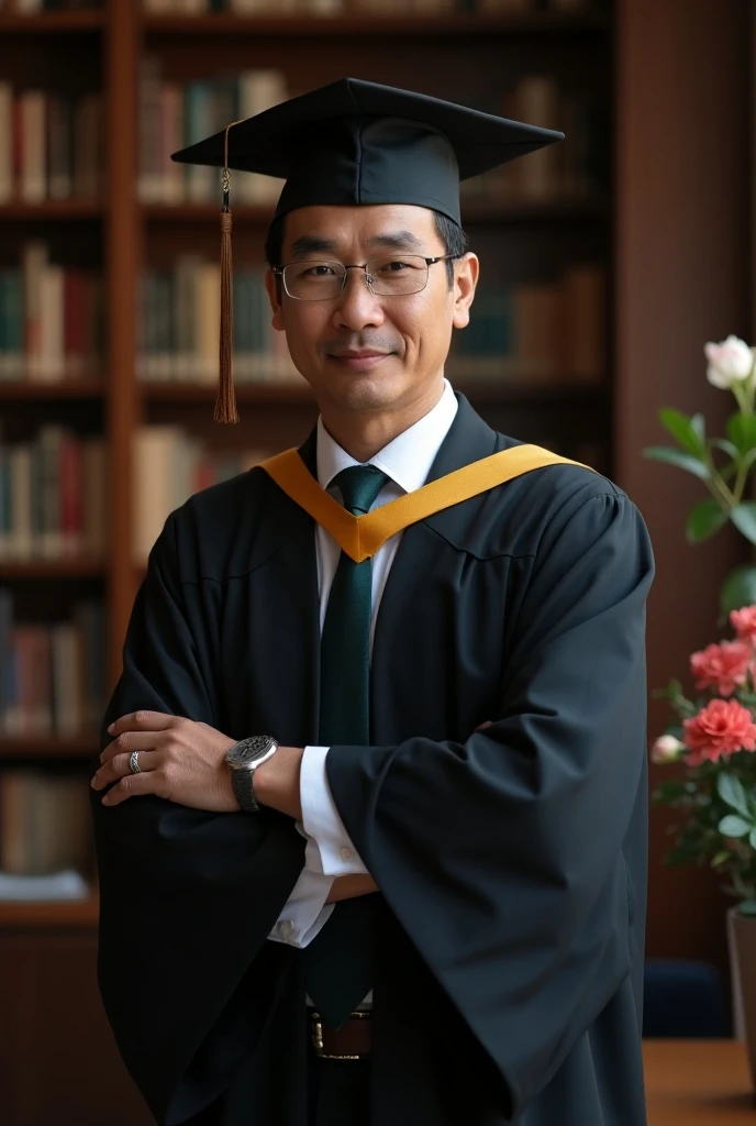 Aalfed man in black robe and red tie group photo, wearing black robe, lawyer, Pan Renwei, wearing dark robe, wearing aristocratic robe, professional pictures, detailed professional photos, wearing judge's robes, Wang Wei, Feng Yinyin J-Jiang Geping, amazing professional pictures, wearing black robes, Taoist robes background in the corridor