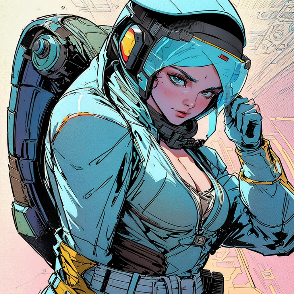 ((( Best Quality Masterpiece ))),(Lonely Goddess),(spacesuit that emphasizes cleavage ),((( 70s and 80s space thriller movie posters))),( American Comics ),((( retro vintage style ))),Overwhelmingly complex depiction,Absolute machine group background, futuristic cyberpunk ,Extremely accurate and delicate depiction,