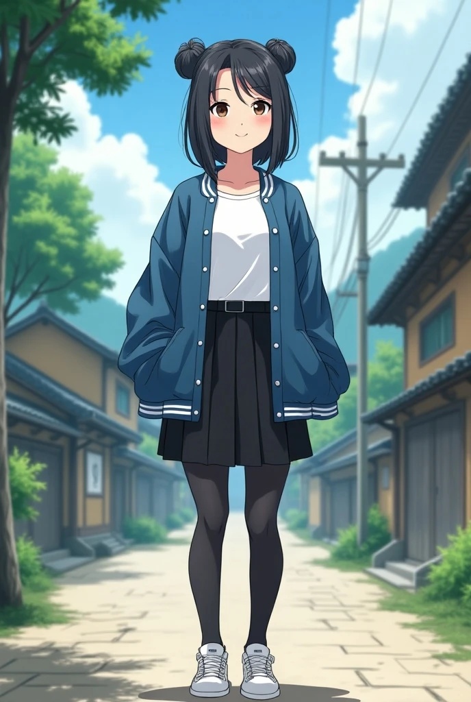 <lora:sweater-06:1>, sw34t3r, 1girl, "blue sweater", collared shirt, "white sleeves", full body