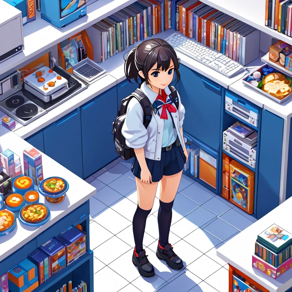 1 girl, isometric view, anime