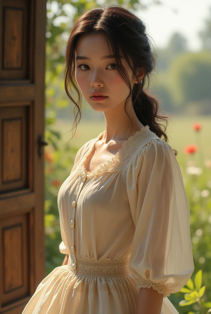 (Realistic),masterpiece,best quality,cinematic lighting,natural shadow,highest detail,looking at viewer,Eye Level,
edgRenaissance,1girl,photo of a cute girl,light smile,charming,20yo,Straight Hair.Blunt bangs,wearing Orange-red edgRenaissance,Pleats,Print,Frill,dynamic pose,
<lora:edgRenaissanceDress1:0.8>,
<lora:add_detail:1>,<lora:rinko_20231004041754:1>,