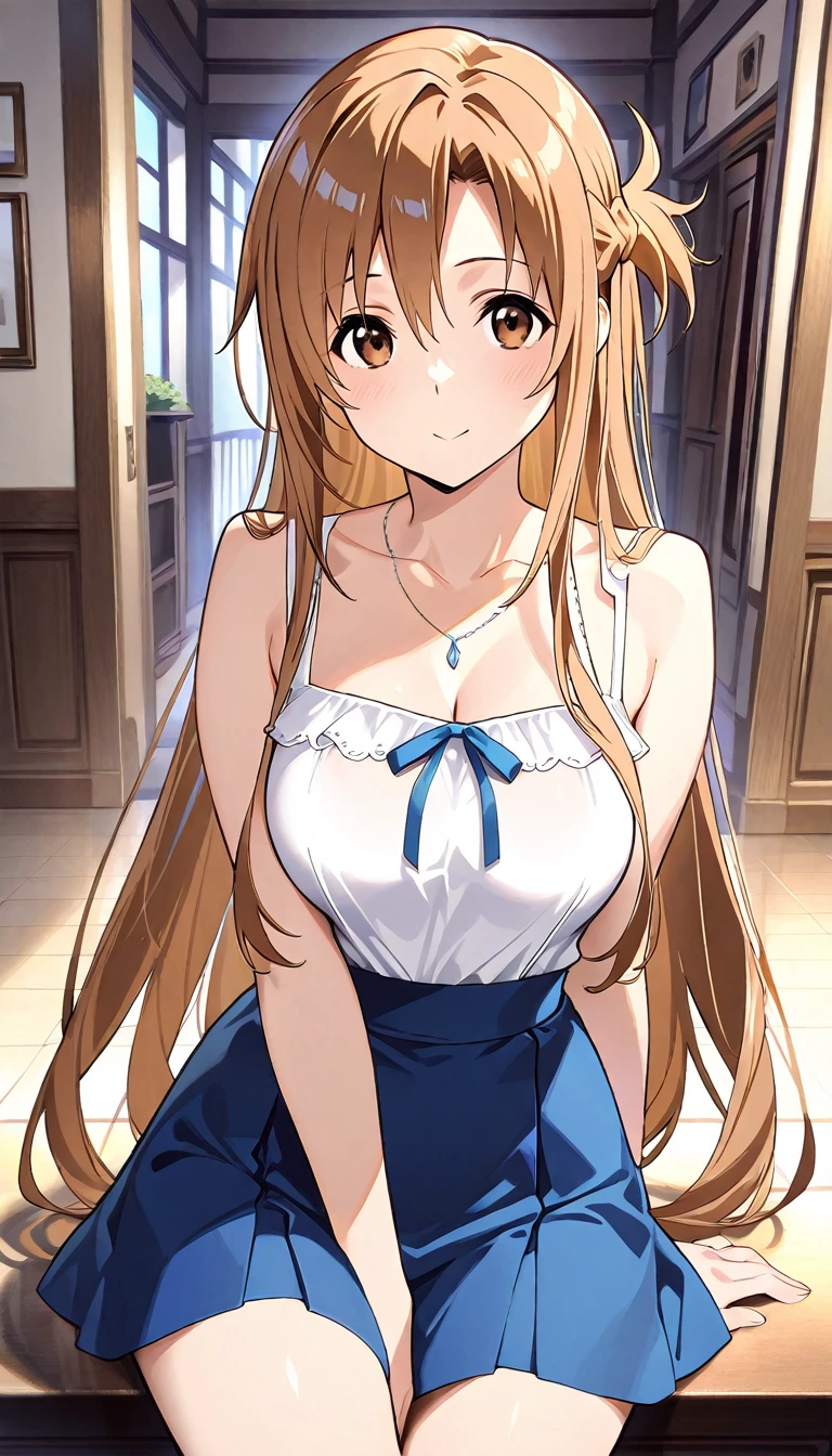 One beautiful woman、 yuuki asuna , brown eyes, brown hair, long hair, bangs, braid、( best quality:1.4), (masterpiece:1.4), ultra detailed, ( high definition :1.4), 4K, 8k, Unity 8k 、( RAW Photos:1.4)、((ultra-detailed face:1.4))、(Hires .fix:1.4)、(masterpiece, best quality, high definition :1.4)