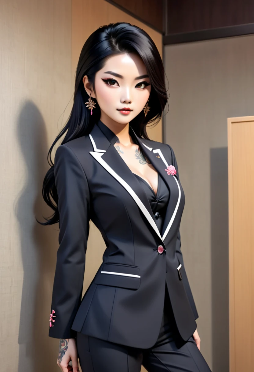 48 years old Beautiful Hijab Women,Bust,Business suits,Suits,white shirt,Skirt that wraps hips,Black silk pantyhose,Office room,depth of fields,Highlight,Real Light,Ray traching,OC Renderer,UE5 Renderer,Hyper-realistic,best qualtiy,8K,Works of masters,super-fine,Detailed pubic hair,Correct anatomy,A smile、lust smile、Light makeup、Slightly chubby、I can see the cleavage、Emphasis on the chest、Show your front、Show your ass、front view、facing front、Point your breast at the camera