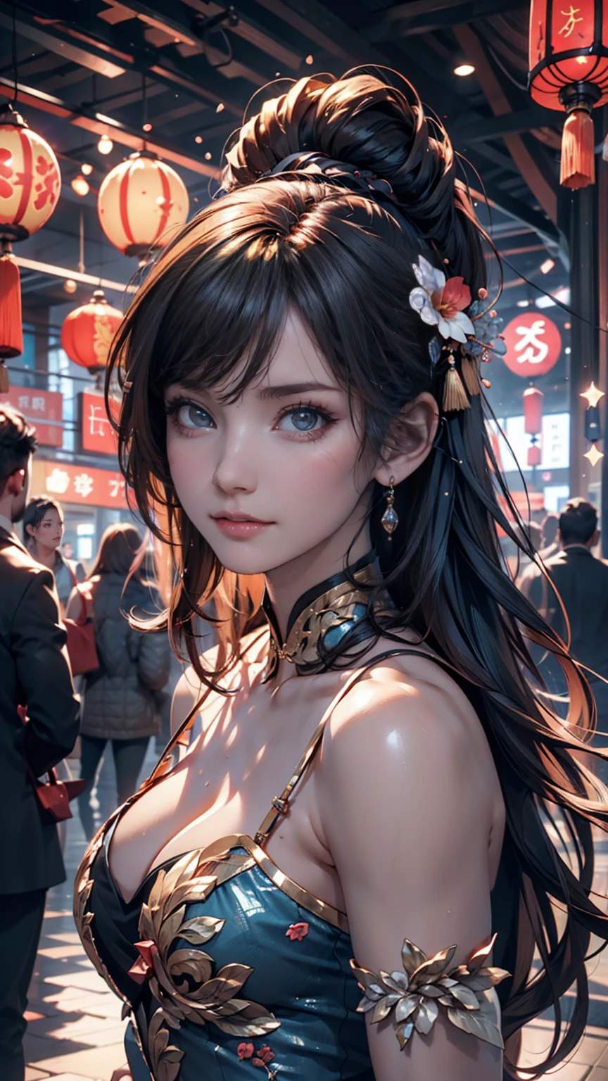 Twin tails, Beautiful harmony of dark colors, Gothic Cyberpunk, A miraculous fusion with Ukiyo-e, Create a fantastic space landscape with a holographic transparent coating, 
break: Dyeing clothes with fluorescent neon colors, Tiny transparent iridescent gemstones frame the edge, 
break Professional spray work, Fine and exquisite texture, Detailed and precise brushwork, Detailed and vivid depiction, Anatomically correct, Absurd aesthetics, 
break A dark background that makes the subject stand out, dramatic cinematographic lighting, 
break Highest quality, Highest Resolution, Octane Rendering, superretinal vision, 