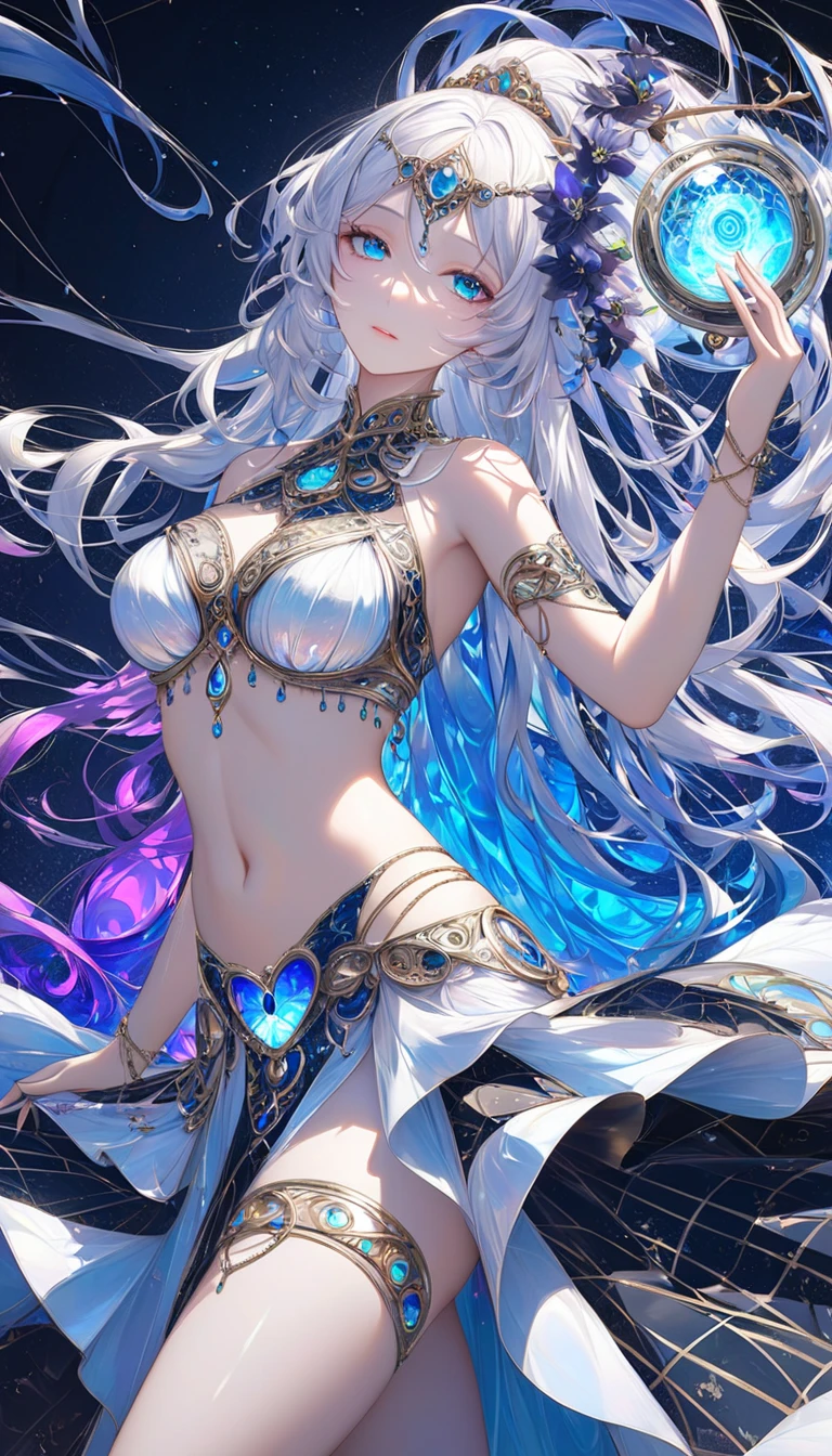 1girl,(((Perfect Anatomy、Best Quality、Masterpiece、The best composition、Golden Ratio、Super detailed、High definition、)))、laser
leishe、Fairy、Small wings growing from its waist、hologram、Milky white hair color、Shiny straight long hair、🌸、🌸、Beautiful diamond-like shine、asian dress