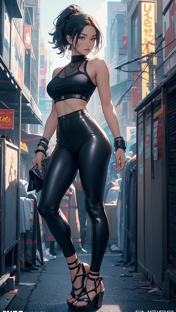 A mais alta qualidade de imagem, detalhes marcantes, ultra-high resolution, (realismo: 1.4), The best illustration, favorable details, altamente condensado 1girl, com um rosto delicado e bonito, vestido com uma mecha preta e verde, usando um capacete mecha, segurando um controlador direcional, andando em uma motocicleta, The background is a high-tech lighting scene from the city of the future. ((Melhor Qualidade, 8K, Obra-Prima: 1.3)), Mulher Bonita com Figura Perfeita: 1.4,, Textura Facial e de Pele Altamente Detalhada, Olhos Finos, double eyelids, (1girl), (Cicatriz da Face Esquerda), (28 anos, sexy madura), (Linha do colete, cintura fina, butt), (Jaqueta azul), ((Olhos azuis grandes, longeyelashes)), ((Pout)), ((Nariz firme)), (Detalhes reais da pele), Rosto detalhado, Melhor Luz, Melhor Sombra, Luz de borda, Dynamic Action, Ray Tracing, Unreal Engine 5, (Cammy branco de street fighter 6, personagens CG no jogo)), lindos cabelos brilhantes, ((dark gray tights))), musculoso, colarinho, abdominais, (medium hard chest), (Promotional Poster Style Street Fighter 6)), (linhas musculares das pernas), luzes neon, ruas movimentadas e animadas, tall buildings in the distance, noite