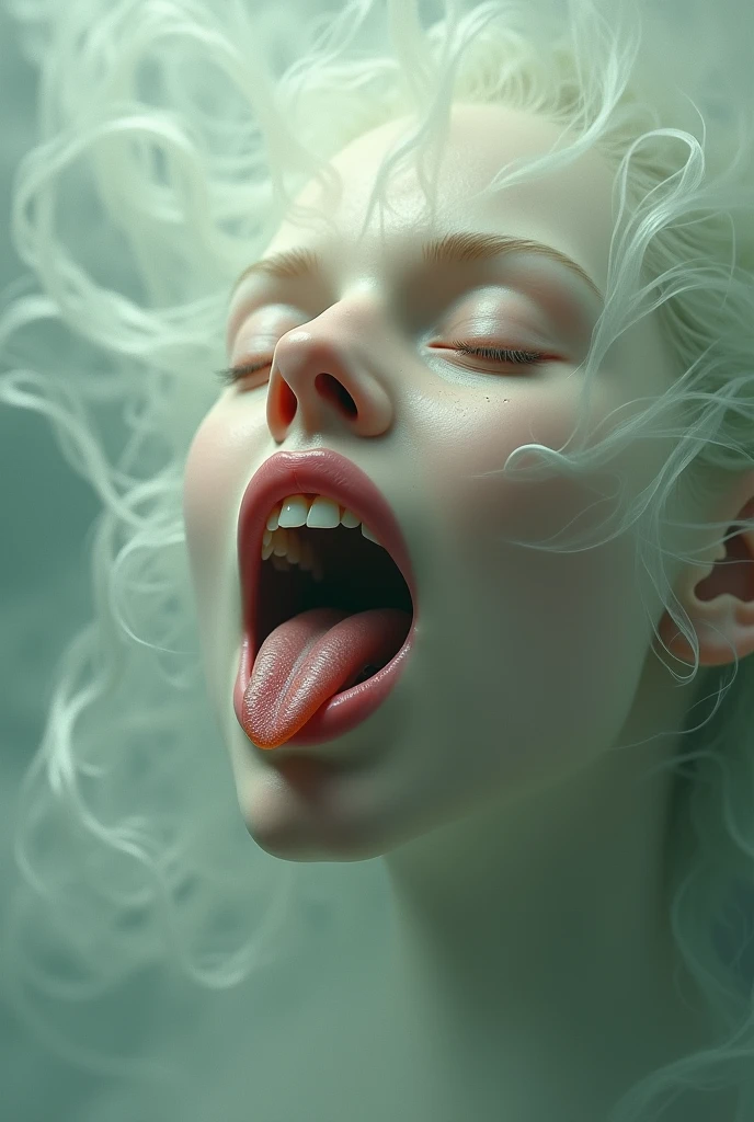 a beautiful old asian woman, extremely detailed face and eyes, beautiful detailed lips, large black penis in her mouth, saliva dripping, extreme close up, hyper detailed, realistic, 8k, photorealistic, dramatic lighting, cinematic composition