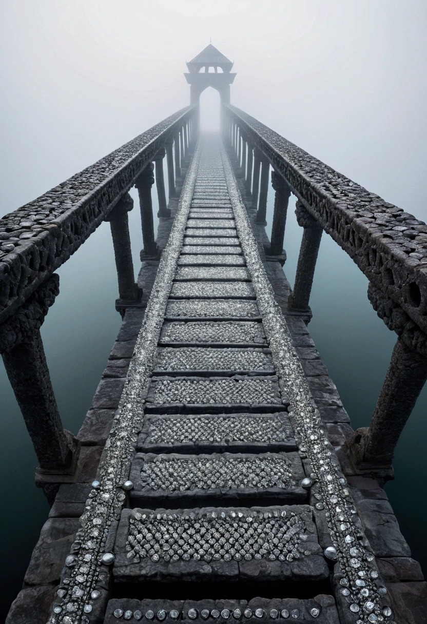 Ancient Bridge in the Fog, diamond bridge, creating diamond with countless diamonds,