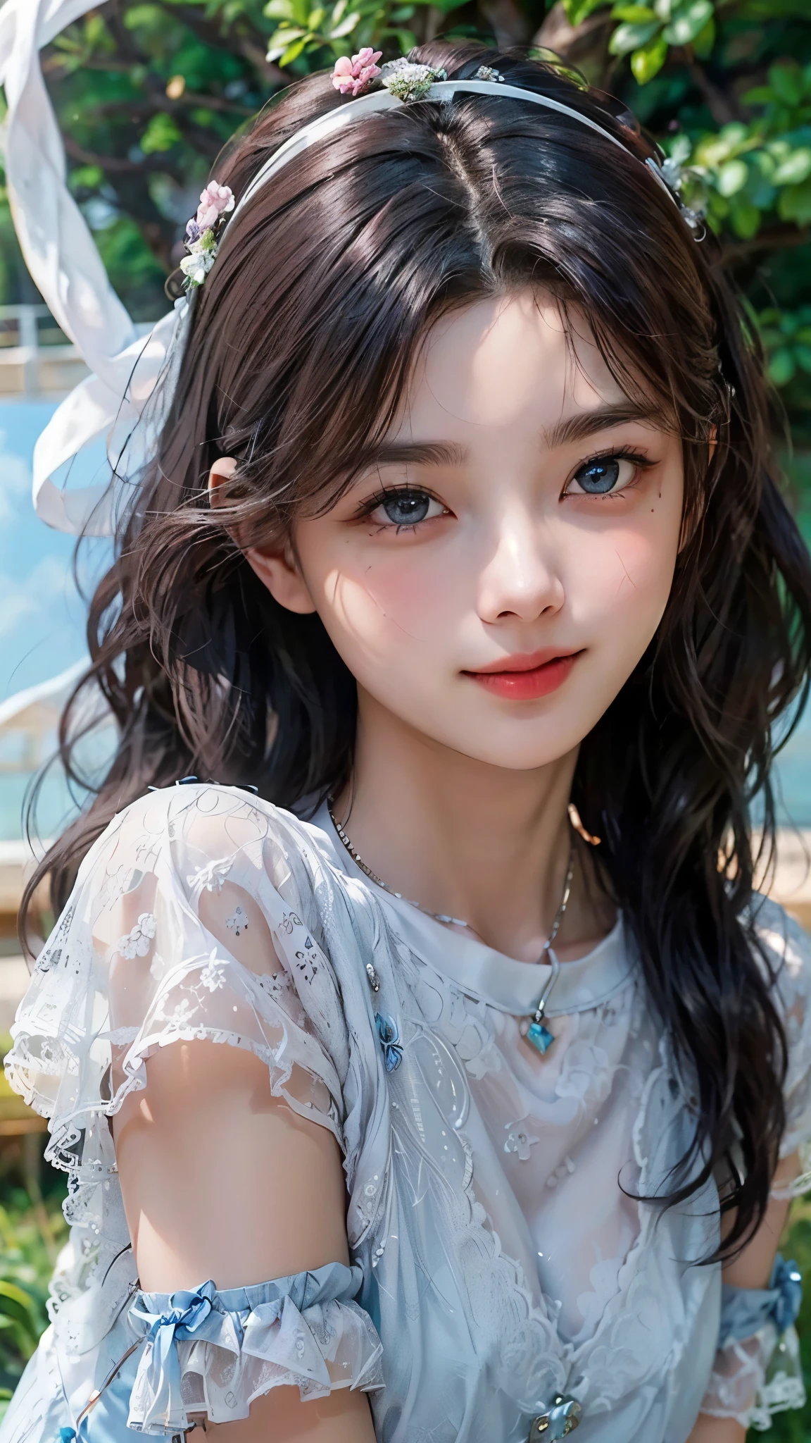(masterpiece), (top class), (highly detailed), (illustration), (1girl), looking at the viewer, (interview), beautiful detailed eyes, delicate and beautiful face, floating, (high saturation), (shining), blue sky, bright and beautiful face, the skin is young and radiant, fair and radiant, the best appearance, very beautiful, big eyes shine with transparent sky blue light, beautiful and wonderful beautiful girl,