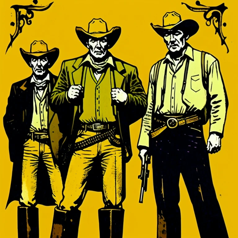 western drama　Western　There is one old man with a two-handed pistol on his waist　cowboy