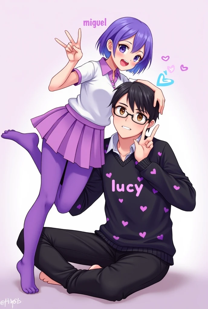 Luna Loud from The Loud House, pixie hair, brown hair, purple shirt, slim, room, triangular capped short sleeves, 3d, eyeshadown, skull shirt, ripped neck, purple boots, thigh sex, thighjob, penis, foreskin, thighs together, standing, lavanda plaid skirt