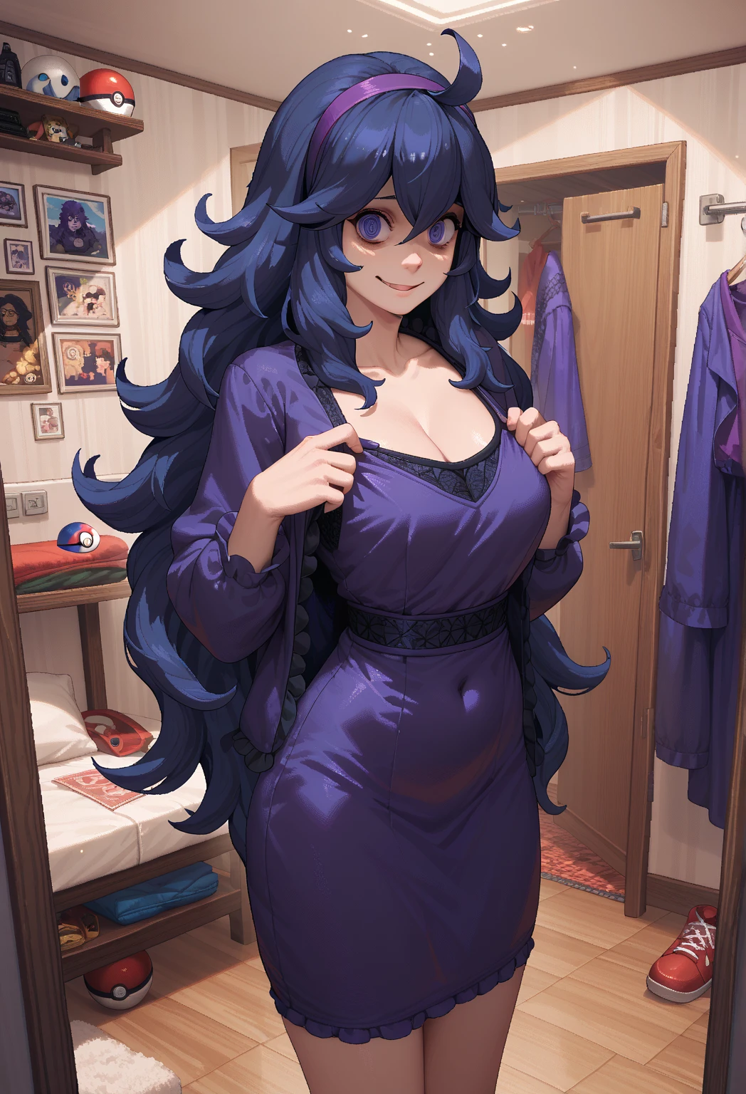 Occult Maniac/hex maniac (Pokémon、 pixel art 、 dressing room、Take off the purple dress