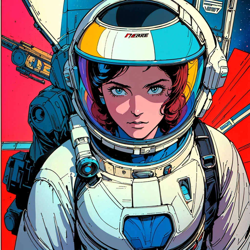 ((( Best Quality Masterpiece ))),(Lonely Goddess),(spacesuit that emphasizes cleavage ),((( 70s and 80s space thriller movie posters))),( American Comics ),((( retro vintage style ))),Overwhelmingly complex depiction,Absolute machine group background, futuristic cyberpunk ,Extremely accurate and delicate depiction,