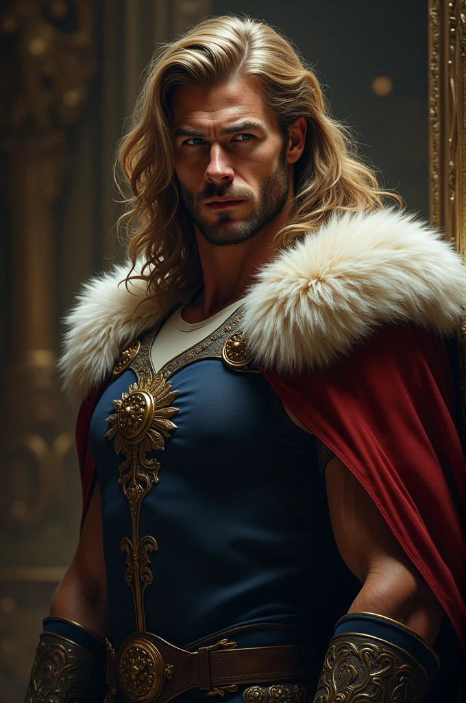 /upscale (masterpiece),(digital painting),(best quality), 22 year old man with chest-length curly golden-brown hair and a beard no tattoos blue eyes