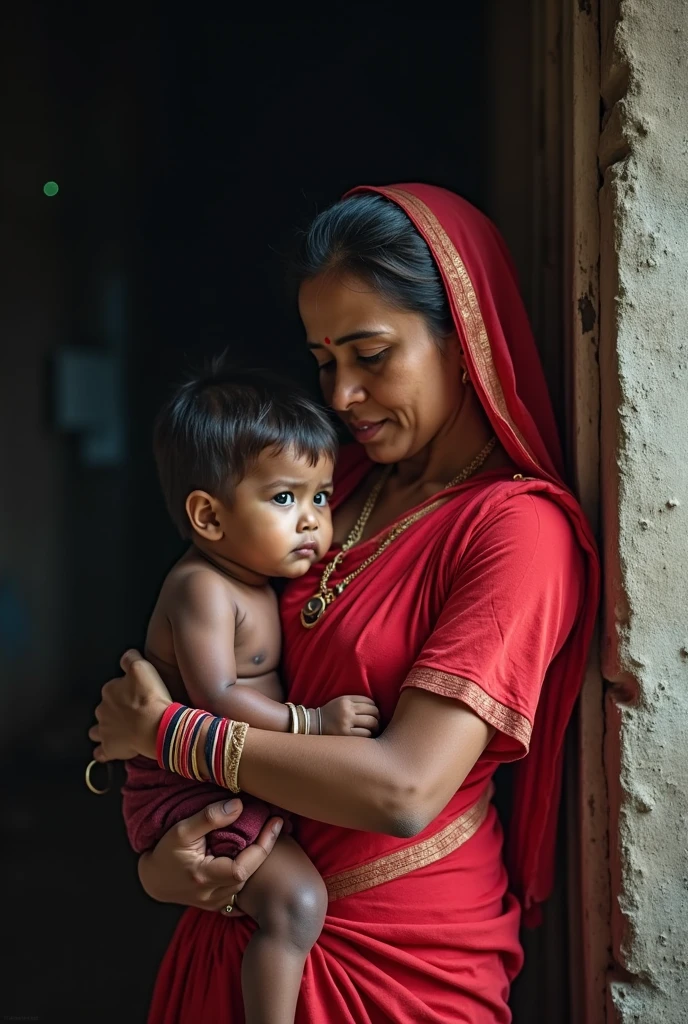 Indian poor pregnant woman with 2child