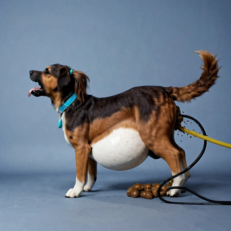 ((((photorealistic feral dog)))), ((((feral, solo, hyper anus, hyper flared penis, hyper pregnant, rear view, anal egg laying, egg anal))))