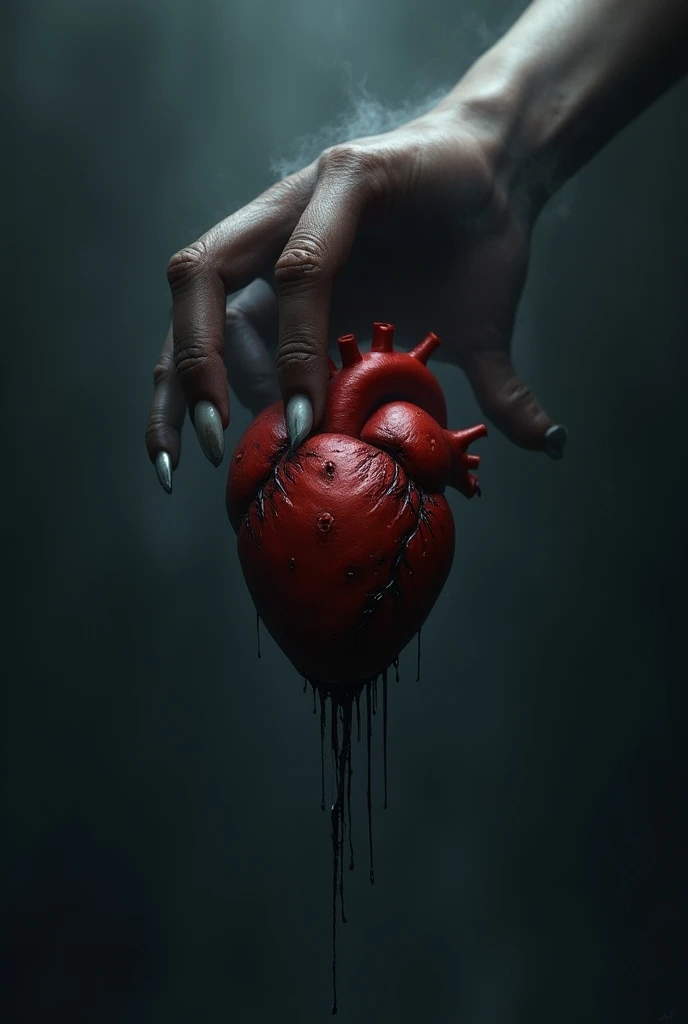 Create a black heart filled with blood