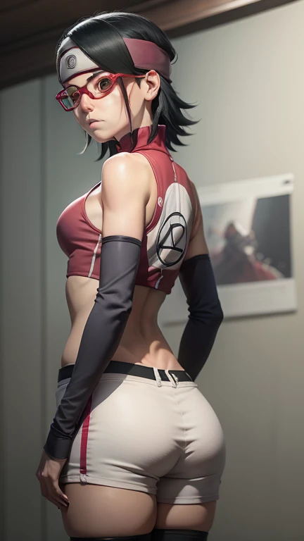 obra-prima, sedutora, intimate:1.3), Sarada Uchiha, sozinha em casa, (Sala de estar:1.2), wearing nothing but a set of sloppy red lingerie, (red eyewear:1.2), (Konoha headband:1.5), (costas perfeitamente arqueadas:1.2), (olhar atraente:1.2), (fluid dark braids:1.1), (subtle lighting:1.2), (atmosfera sensual:1.3), (Elegant furniture:1.1), (seios pequenos, mas firmes e perciosos:1.3), (Medium buttocks, but firm and flexible:1.4), ela contempla capturar o momento sobre a mesa, pernas formando um "em" sedutor e sexual, (provocative composition:1.5), (desejo intenso:1.5), (detalhes requintados:1.2) Cinematic details, hiperdetalhados, insanos, lindamente coloridos, Motor irreal, DOF, Super-Resolution, Megapixel, cinematographic lightning, antialiasing, FKAA, TXAA, RTX, SSAO, Post-processing, post - production, Mapeamento de Tons, ...cgi, emFX, SFX, Insanamente detalhado e intrincado, Hiper maximalista, Hiper realista, volumático, fotorrealista, ultra fotorreal | | |, ultra-detalhado, detalhes intrincados, 8k, super detalhado, Colouring, Volumetric lightning, HDR, realista, Motor irreal, 16k, foco nítido
