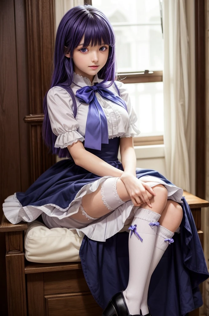 mejiro mcqueen, horse ears, ear ribbon, horse tail,frills, black jacket, bowtie, long sleeves, black skirt,sitting,squating,looking down,front view,pink panties