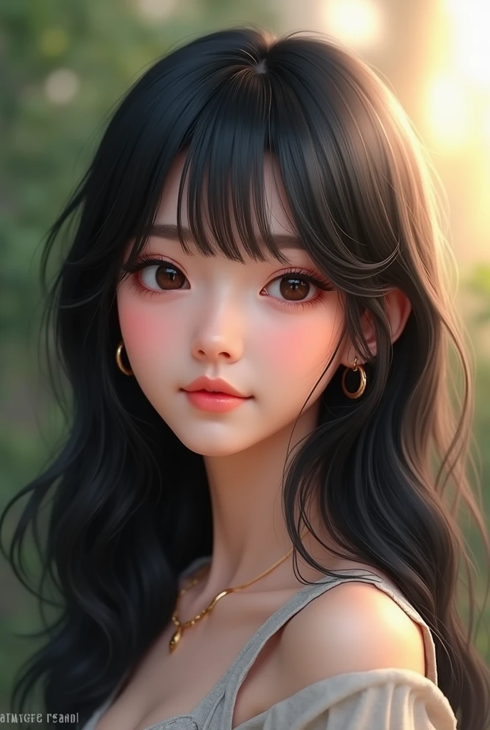 best quality, 1girl, solo, cartoon portrait , simple background,  long hair,   pink lips,