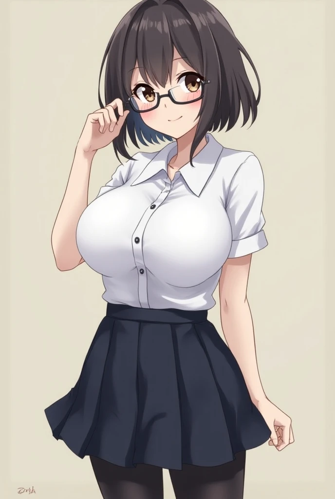 Cute naughty peasant girl, Pastel colors hair, medium breasts, Thighs, black hair, short hair, (low twintails), glasses, standard height, (anxious face:1,2、blush:1.2, quiet personality:1.2, shy), (naked), at the adventurer's guild, A bulletin board with posted paper, nfsw, sweat, (cum in vaginal:1.3), vaginal sex