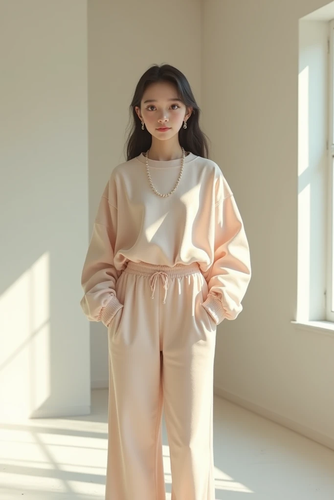Creer une image avec pleins d oufits d une ado de 14 ans et elle doit être une clean girl avec des vetements oversize