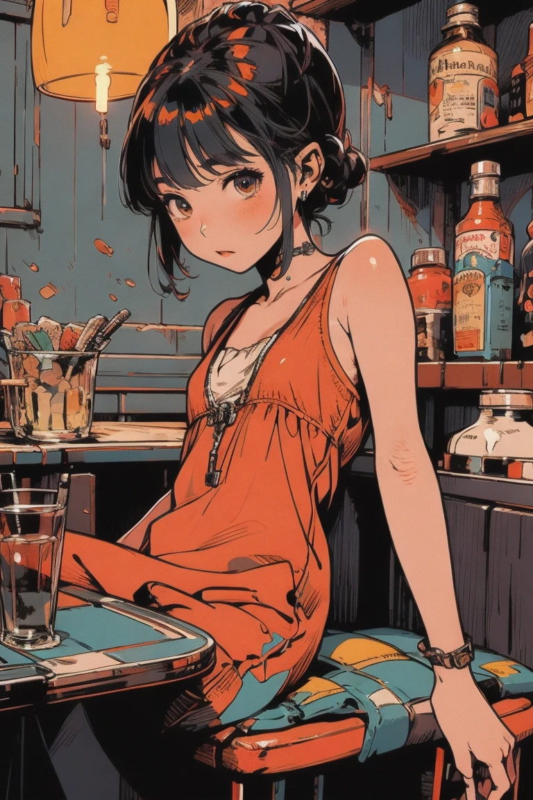 (masterpiece:1.2), Highest quality,Pixiv,Surprised girl,Portraiture,Tank top、19 years old、Immediately after intense sex、Ecstasy、((((Midsummer clothes、Full body portrait))))、Shorts