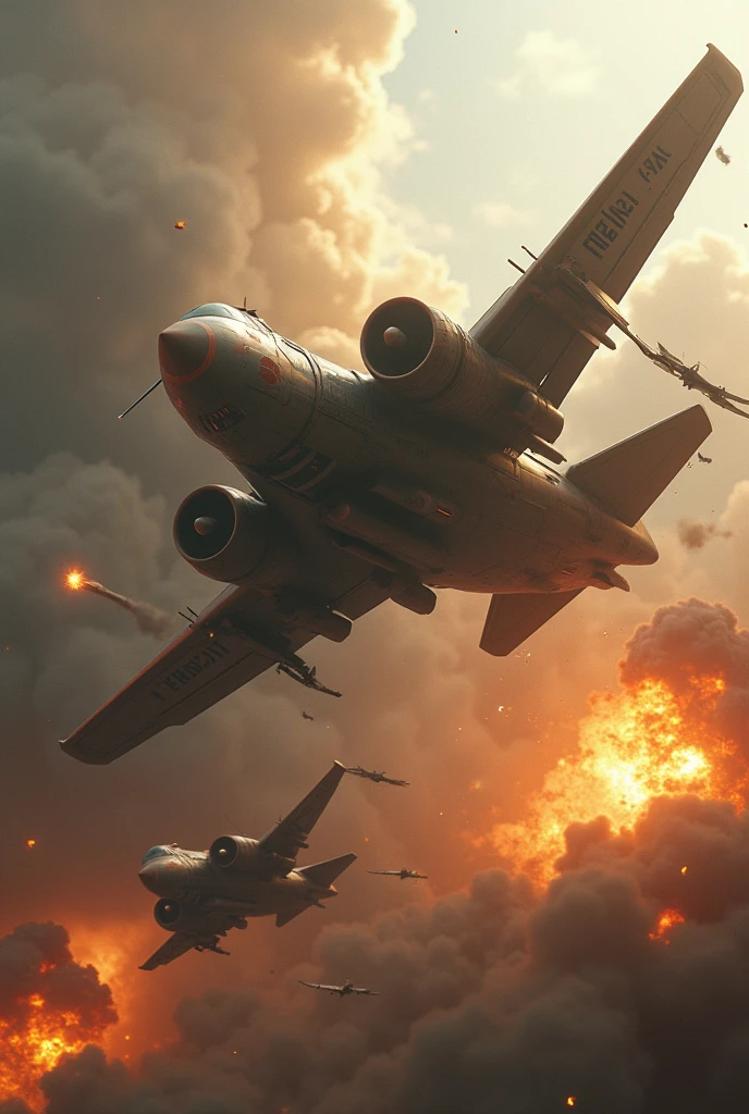 a fighter pilot for the United States Air Forces, His plane was shot down by an enemy missile, Plane on fire, caindo, piloto saltando de paraquedas, floresta ao fundo