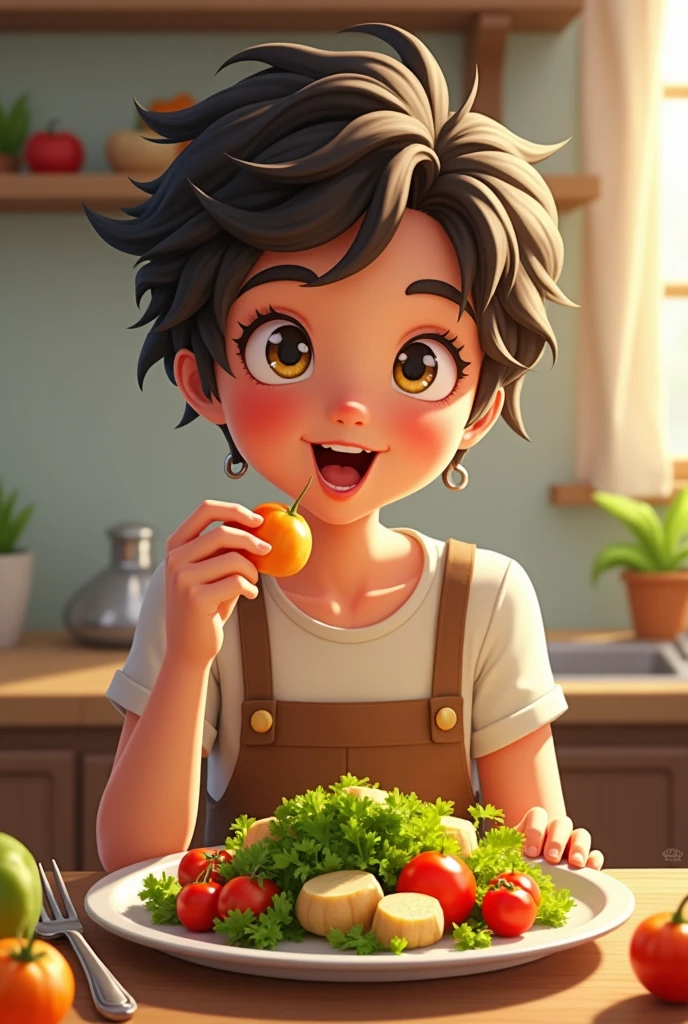 Child preparing an artichoke smoothie