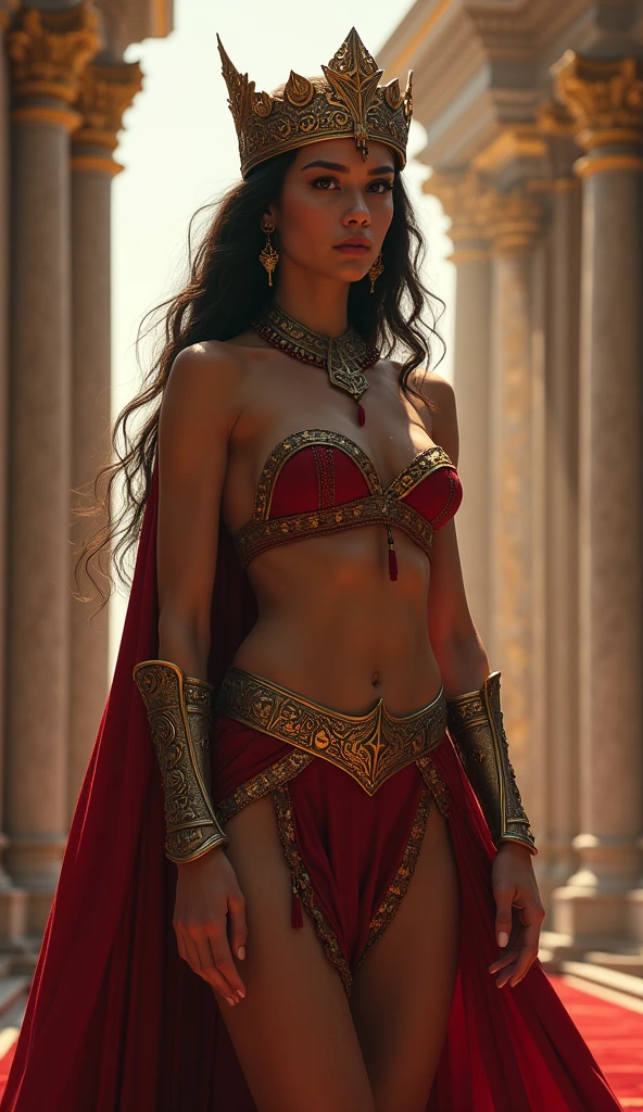 The prompt: "Nude princess of Mars, intricate details, intricate gold jewelry, athletic and fit body, slutty, perfect hands, detailed hands, perfect eyes, detailed eyes, flirty, sexy, realistic, HDR, UHD, dynamic" Stable Diffusion prompt: "princess of Mars, intricate details, intricate gold jewelry, athletic and fit body, slutty, perfect hands, detailed hands, perfect eyes, detailed eyes, flirty, sexy, realistic, HDR, UHD, dynamic, oil painting, flowing red gown, vibrant colors, cosmic tattoos, glowing aura, fiery landscapes, captivating gaze, alluring charm, hypnotic atmosphere, celestial crown, radiant sunlight, intricate facial features, shimmering body jewelry, majestic presence, ethereal beauty, powerful aura, goddess-like elegance, otherworldly landscapes, striking pose, intense passion, alluring shadows, seductive allure, seamless blending of humanity and Martian heritage, evocative lighting, compelling gaze, sensuous curves, exquisite craftsmanship, divine femininity, transcendent allure, immortal grace, enigmatic beauty, mesmerizing radiance, awe-inspiring scenery, spellbinding energy, intoxicating blend of strength and vulnerability."