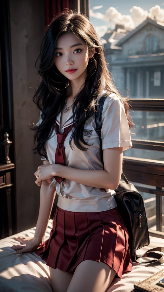 nikon RAW photo,8 k,Fujifilm XT3,photorealistic,realistic, solo, photorealistic, best quality, ultra high res, (skin spots:0.1) serious expression, , standing against a school at daylight, schoolgirl suits, short, wet and tight shirt, skirt beautiful, masterpiece, best quality, extremely detailed face, perfect lighting, solo,1girl, sexy sight best quality, ultra high res, photorealistic, ultra detailed, masterpiece, best quality, iu1, nice butt and body figure