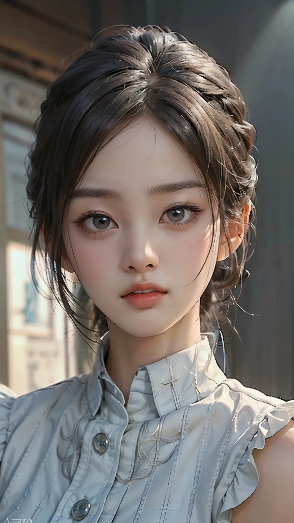 (masterpiece), (top), (High Quality Details), (illustration), ( Watch 1 female ), Staring at the viewer, (Interview), Beautiful, Detailed Eyes, delicate and beautiful face, Floating, (High saturation), (shining), blue sky, Bright and beautiful face, skin is young and radiant, Fair and shining, top appearance, Very beautiful, Her big eyes shine with a clear sky blue light while staring at the viewer, A beautiful and amazingly beautiful girl staring at her viewer,