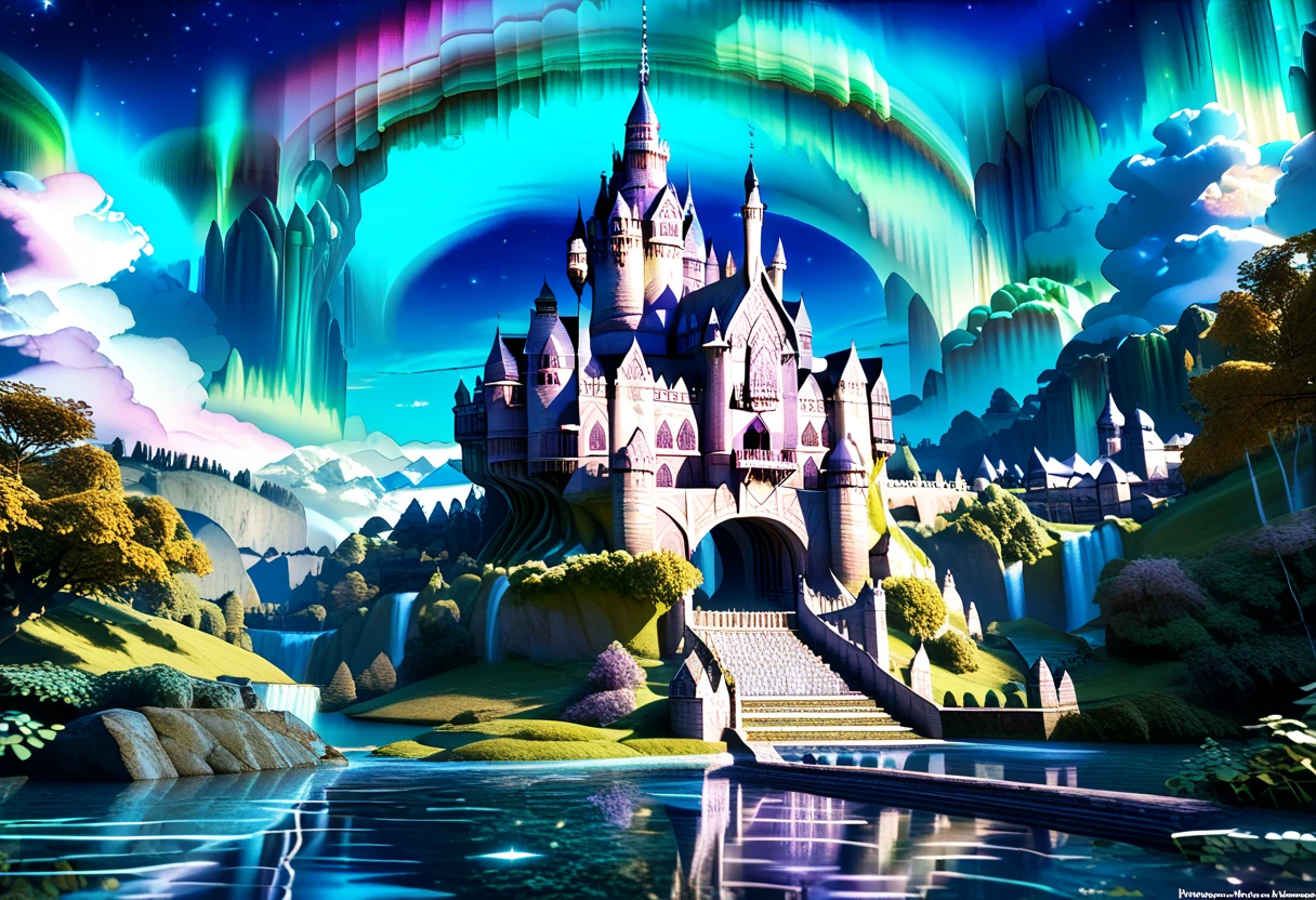 score_9, score_8_up, score_7_up, 3d, (Scenic Background, View of a island floating in the sky with water flowing off the side of the island, a large Celtic Castle at the center of the island, aurora and stars fill the night sky: 1.3), extremely detailed, ray tracing, RTX, high saturation, high contrast, photon mapping, (sharp image), (best quality: 1.5), (detailed background), (intricate details), (Dynamic Pose: 1.0), (lowkeylights_v2), (Dark: 1.0), (Low-Key: 1.0)
