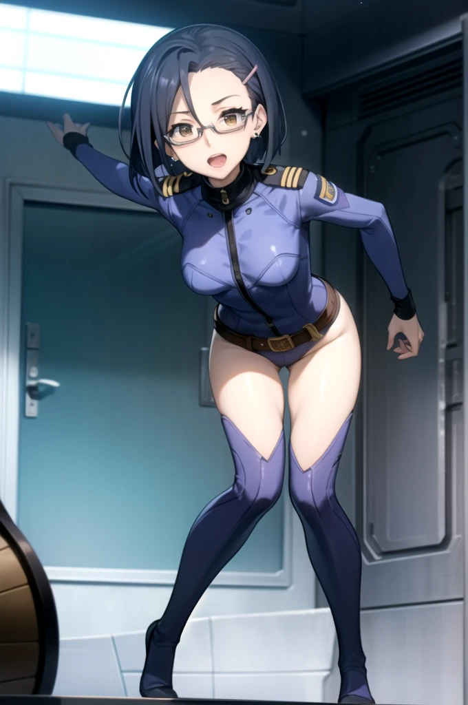 ultra-detailed, Explicit, Beautiful body, Beautiful Nose, Beautiful character design, perfect eyes, perfect face, ultra highres, 4K, beautiful legs, perfect legs, Nice hands, Perfect hand, Masterpiece, Best Quality, Highly detailed, illustration, absurdres, street fighter, doll suit, shadaloo doll, dollsuit, girls, multiple girls, expressionless, blank eyes, looking at viewer, red gloves, emotionless, black latex, corrution, mind control, female combatant, full body, hypnotized, unhappy trance, full body suit, ribbed bodysuit, both arms at side, stand up straight, obey, perfect female body, extremely glossy latex, hypnosis, hypnoLora, empty eyes, Mind control device, poses, brainwashed, submissive_pose, Slave, hat, necktie, stand up straight, standing, standing at attention, belt, extending the right arm from the shoulder into the air with a straightened hand, nazi saluting, military, military saluting, salute, right hand saluting, left hand at side, latex, garter belt, thighhighs, Red hair, Majokko Megu-chan, red hair, flower, blue eyes, long hair, blue hair, blue eyes, short hair
