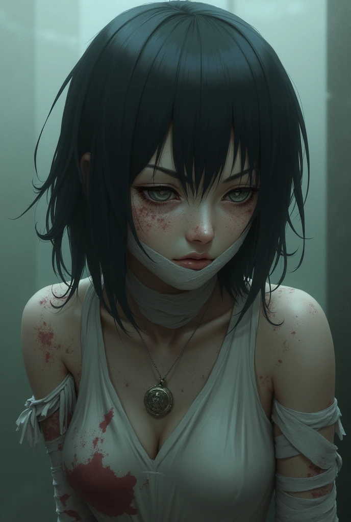 1girl, black skin, Slave old ripped clothes, beated up, deep scars on body, blood, scared, Terrified, Cute puppy eyes, tears, sweat, (Black eye color:1.1), highly detailed, high quality