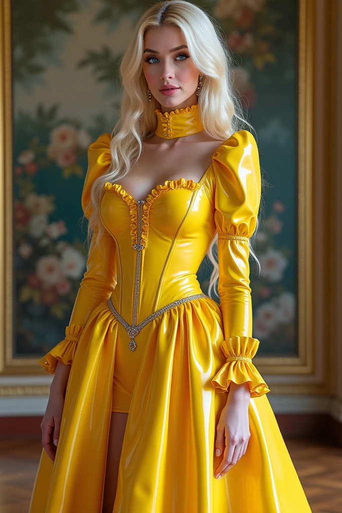 quality\((extremely super resolution)), ((Photorealistic Realism in resolutions from 16k to 32k, quality UHD, masterpiece)),\ bright colors (bright colors, multicolor ((WHITE, black, yellow, red, BLUE)) in her outfit:1.3), (ultra-fine digital art)\, [(eyes:Bright)]:{((ultra high resolution, realistic perfectly round image [eyes:brown:1.4]) in hyper absurd quality and resolution)}, (the most absurd quality perfect eyes), ((Natural, super handsome, Cute, острое face)), (light pale complexion), ((clear, no blur, cutting, perfect round, highly detailed pupils)), perfect hands:[(normal hands, Five fingers)], face: [(изысканное face)], break, detailed lips:1.3, [(pink_draw up: 1.3)], [long BLUE: Eyeliner:1.25], [(red: pomade:1.3)], [(perfect darkness_eyeshadows:1.42)], (super detailed professional [eyes: draw up: 1.3]), (Detailed nose: 1.2), Human\((1 woman: 1.4 20 years)), (highest quality realistic texture skin), ((high quality realistic texture long blonde hair, ((curly waves)), complex parts:1.4)), (perfect proportions), (slim waist:1.2)), middle ass, Beautiful cheekbones, (thin belly:1.2), (slim muscular body:1.22), firm and full breasts, ((super detail, естественное красивое милое острое face), Very detailed:1.3), (extravagant microscopic street outfit:1.22), (minimalistic provocative outfit:1.25), (White Mesh Lace Bodycon Dress), (sweet & Gabbana, floral style:1.26), (Elegant Fashion, complex parts:1.23), Floral Couture, (clothes made of silk and flowers:1.3), (Wearing tight dresses), ((black latex:1.2), latex bodysuit with laces:1.22), (Complex parts are multi-layered (Black gothic punk skirt with ruffles:1.22), lace with mesh:1.3), ((WHITE lace-up:1.3)), Very complex detailed, 8 K\, break, background\((A Walk in the Park:1.3)), cinematic light, best photo, ((BEST SHADOWS)), (Octane rendering, Trass
