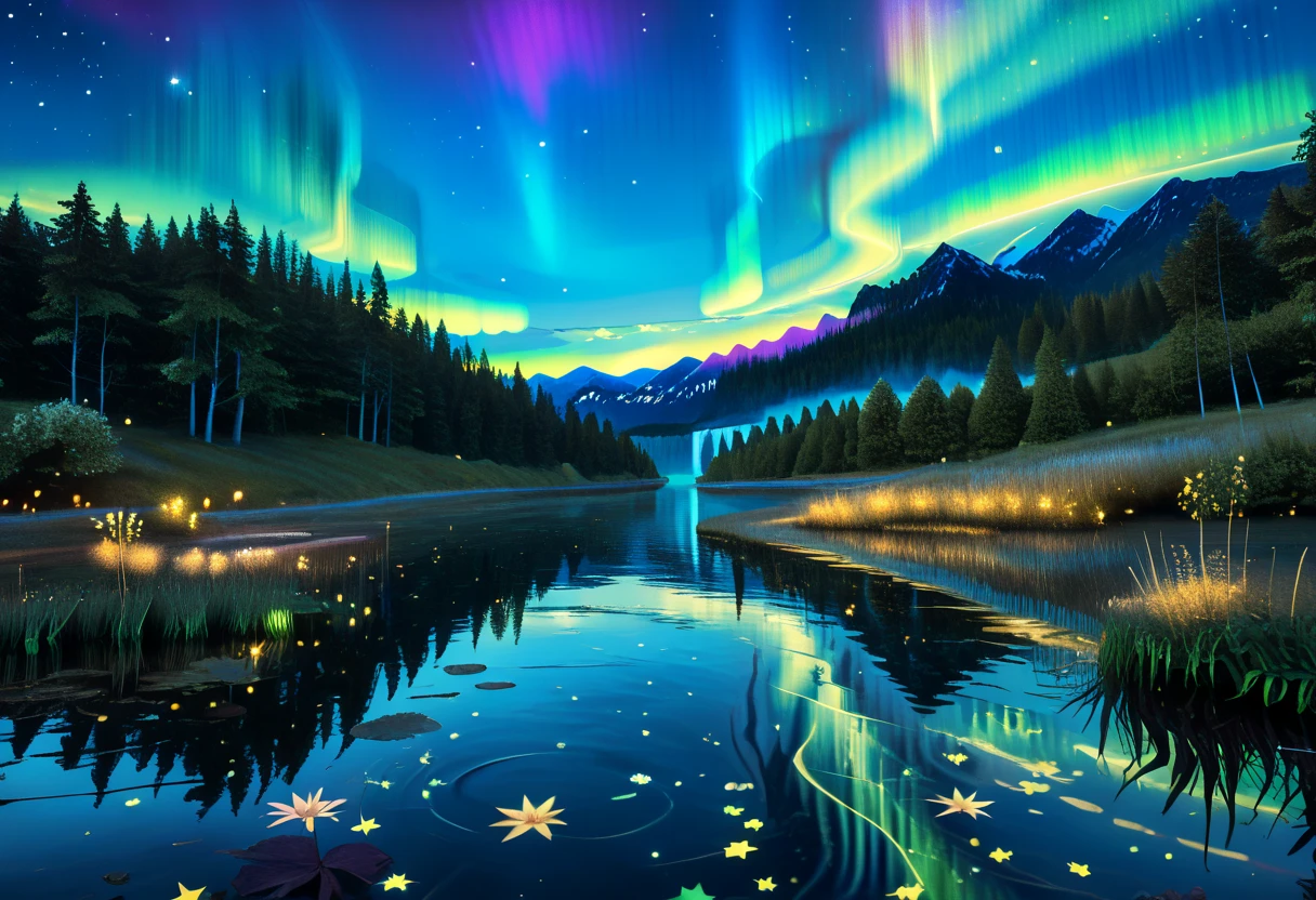 score_9, score_8_up, score_7_up, 3d, (Scenic Background, View of a Modern City, Surrounded by a lake, aurora and stars fill the night sky: 1.3), extremely detailed, ray tracing, RTX, high saturation, high contrast, photon mapping, (sharp image), (best quality), (detailed background), (intricate details), (lowkeylights_v2), (Dark), (Low-Key)
