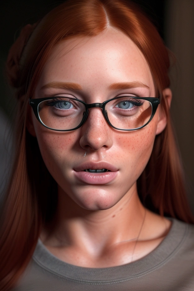  beautiful young woman with freckles on her face, ginger,  wearing university clothes , full frame, nerdy,  glasses , ( better quality,4K,8 k, High resolution,masterpiece:1.2), ultra-detailed ,( Realistic,photo Realistic,photo- Realistic:1.37),detailed face,  beautiful detailed eyes ,  beautiful detailed lips , extremely detailed face,  long lashes, college student , booky ,  academic setting , studying, an introvert, ( intricate ,highly detailed:1.2), ( cinematic lighting:1.1), (warm color tones:1.1), ( soft focus :0.9)