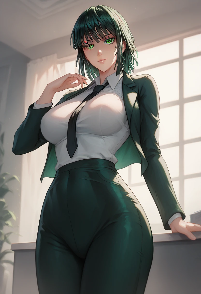 score_9, score_8_up, score_7_up, 1girl, lluminartis, black hair, green eyes, fubuki (one-punch man), short hair, green hair, (score_9, score_8_up, score_7_up) 1girl, fubuki (one-punch man) black hair, short hair, tight green dress, long sleeves, collared dress, green eyes, perfect large breasts, view from below, sexy pose, perfect lighting, shadows, bedroom
, makima, makima, long hair, smile, bangs, small breasts, braid, red hair, braided ponytail, ringed eyes, BREAK shirt, long sleeves, jacket, white shirt, necktie, collared shirt, pants, black jacket, black pants, formal, suit, black necktie, shirt tucked in, office lady, BREAK indoors, office, BREAK looking at viewer, BREAK (masterpiece:1.2), best quality, high resolution, unity 8k wallpaper, (illustration:0.8), (beautiful detailed eyes:1.6), extremely detailed face, perfect lighting, extremely detailed CG, (perfect hands, perfect anatomy), (hyperbreasts, hyperass:1.1)