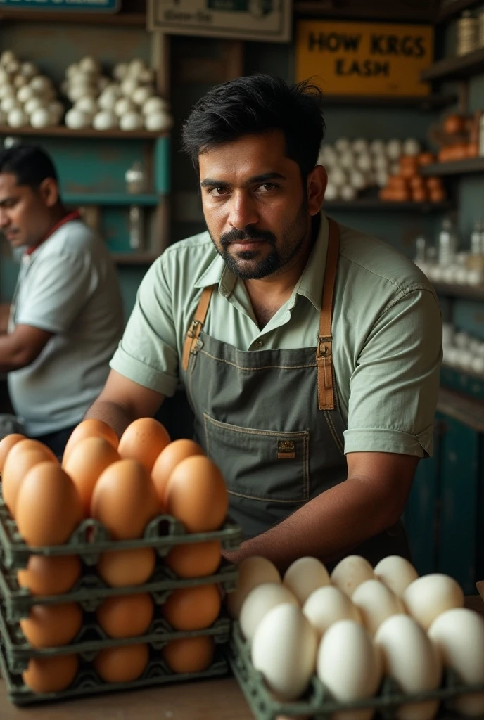 Famous cricketer MS Dhoni
doing job in a egg shop 9:16 aspect ratio