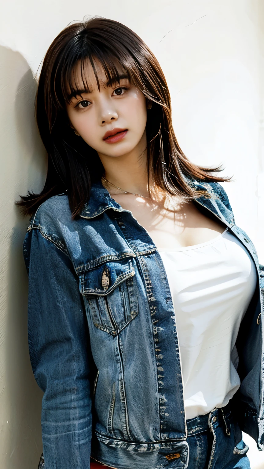 Big Breasts Busty Denim jacket Completely naked